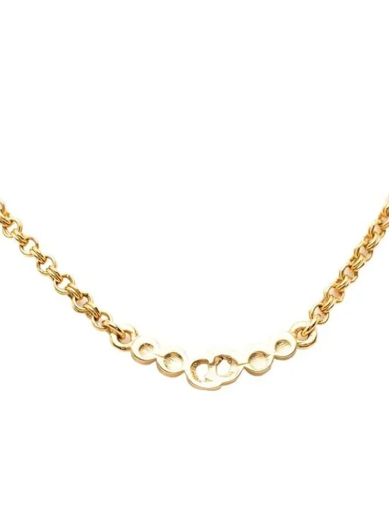 Dior Cdlogo Necklace Gold Plated Line Stone - Picture 2 of 6